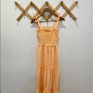 Shirred, tiered, sleeveless maxi